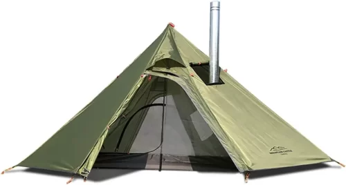Tipi Hot Tent with Mesh and Fire Retardant Stove Jack